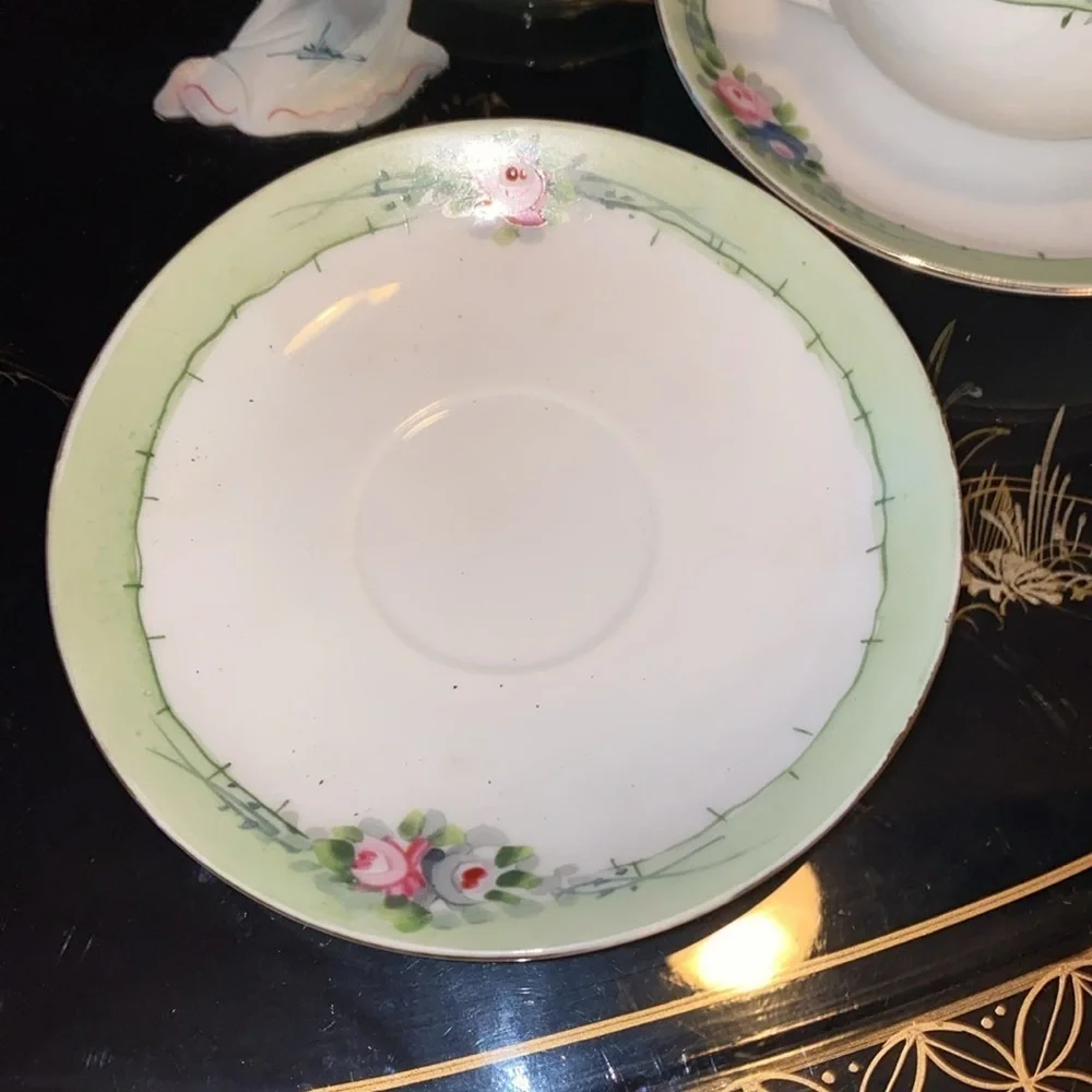 Vintage Nippon Japan Floral Tea Cups and Saucers set of 6